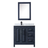 Custom image for Dark Blue with Matte Black Trim / White Carrara Marble / Medicine Cabinet
