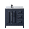 Custom image for Dark Blue with Matte Black Trim / White Carrara Marble / No Mirror