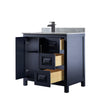 Custom image for Dark Blue with Matte Black Trim / White Carrara Marble / No Mirror