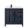 Custom image for Dark Blue with Matte Black Trim / White Cultured Marble / No Mirror
