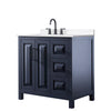 Custom image for Dark Blue with Matte Black Trim / White Cultured Marble / No Mirror