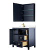 Custom image for Dark Blue with Brushed Gold Trim / Carrara Cultured Marble / Medicine Cabinet