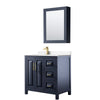 Custom image for Dark Blue with Brushed Gold Trim / Carrara Cultured Marble / Medicine Cabinet
