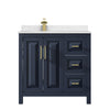 Custom image for Dark Blue with Brushed Gold Trim / Carrara Cultured Marble / No Mirror