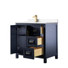 Custom image for Dark Blue with Brushed Gold Trim / Carrara Cultured Marble / No Mirror