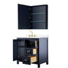 Custom image for Dark Blue with Brushed Gold Trim / Carrara Cultured Marble / Medicine Cabinet
