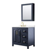 Custom image for Dark Blue with Brushed Gold Trim / Carrara Cultured Marble / Medicine Cabinet