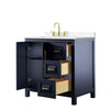 Custom image for Dark Blue with Brushed Gold Trim / Carrara Cultured Marble / No Mirror