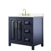 Custom image for Dark Blue with Brushed Gold Trim / Carrara Cultured Marble / No Mirror