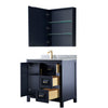 Custom image for Dark Blue with Brushed Gold Trim / White Carrara Marble / Medicine Cabinet