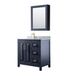 Custom image for Dark Blue with Brushed Gold Trim / White Carrara Marble / Medicine Cabinet