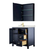 Custom image for Dark Blue with Brushed Gold Trim / Giotto Quartz / Medicine Cabinet