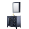 Custom image for Dark Blue with Brushed Gold Trim / White Cultured Marble / Medicine Cabinet