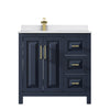 Custom image for Dark Blue with Brushed Gold Trim / White Cultured Marble / No Mirror