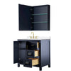 Custom image for Dark Blue with Brushed Gold Trim / White Cultured Marble / Medicine Cabinet