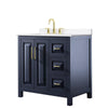 Custom image for Dark Blue with Brushed Gold Trim / White Cultured Marble / No Mirror