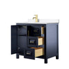 Custom image for Dark Blue with Brushed Gold Trim / White Quartz / No Mirror