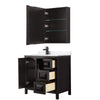 Custom image for Dark Espresso with Matte Black Trim / White Cultured Marble / Medicine Cabinet