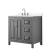 Custom image for Dark Gray with Polished Chrome Trim / White Cultured Marble / No Mirror