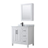 Custom image for White with Matte Black Trim / White Carrara Marble / Medicine Cabinet