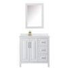 Custom image for White with Brushed Gold Trim / Carrara Cultured Marble / Medicine Cabinet