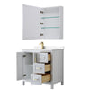 Custom image for White with Brushed Gold Trim / Carrara Cultured Marble / Medicine Cabinet