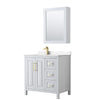 Custom image for White with Brushed Gold Trim / Carrara Cultured Marble / Medicine Cabinet