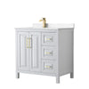Custom image for White with Brushed Gold Trim / Carrara Cultured Marble / No Mirror