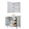 Custom image for White with Brushed Gold Trim / Carrara Cultured Marble / Medicine Cabinet