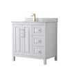 Custom image for White with Brushed Gold Trim / White Carrara Marble / No Mirror