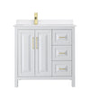 Custom image for White with Brushed Gold Trim / White Quartz / No Mirror