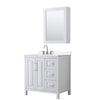 Custom image for White with Polished Chrome Trim / Carrara Cultured Marble / Medicine Cabinet