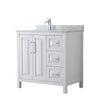 Custom image for White with Polished Chrome Trim / White Carrara Marble / No Mirror