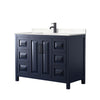 Custom image for Dark Blue with Matte Black Trim / Carrara Cultured Marble / No Mirror