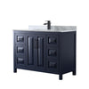 Custom image for Dark Blue with Matte Black Trim / White Carrara Marble / No Mirror