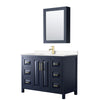 Custom image for Dark Blue with Brushed Gold Trim / Carrara Cultured Marble / Medicine Cabinet