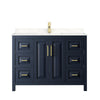 Custom image for Dark Blue with Brushed Gold Trim / Carrara Cultured Marble / No Mirror