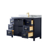 Custom image for Dark Blue with Brushed Gold Trim / White Carrara Marble / No Mirror