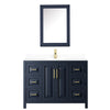 Custom image for Dark Blue with Brushed Gold Trim / White Cultured Marble / Medicine Cabinet