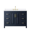 Custom image for Dark Blue with Brushed Gold Trim / White Quartz / No Mirror