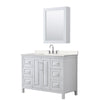 Custom image for White with Polished Chrome Trim / Carrara Cultured Marble / Medicine Cabinet