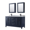 Custom image for Dark Blue with Matte Black Trim / White Carrara Marble / Medicine Cabinets