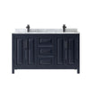 Custom image for Dark Blue with Matte Black Trim / White Carrara Marble / No Mirror