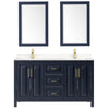 Custom image for Dark Blue with Brushed Gold Trim / Carrara Cultured Marble / 24