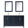 Custom image for Dark Blue with Brushed Gold Trim / Carrara Cultured Marble / Medicine Cabinets