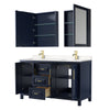 Custom image for Dark Blue with Brushed Gold Trim / Carrara Cultured Marble / Medicine Cabinets