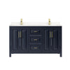 Custom image for Dark Blue with Brushed Gold Trim / Carrara Cultured Marble / No Mirror
