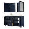 Custom image for Dark Blue with Brushed Gold Trim / Carrara Cultured Marble / Medicine Cabinets
