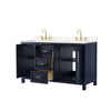 Custom image for Dark Blue with Brushed Gold Trim / Carrara Cultured Marble / No Mirror