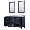 Custom image for Dark Blue with Brushed Gold Trim / White Carrara Marble / 24